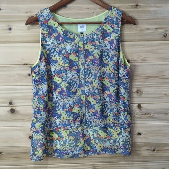 CAbi Top Womens Medium Multicolor Floral Tank Spring Colorful - Picture 1 of 7
